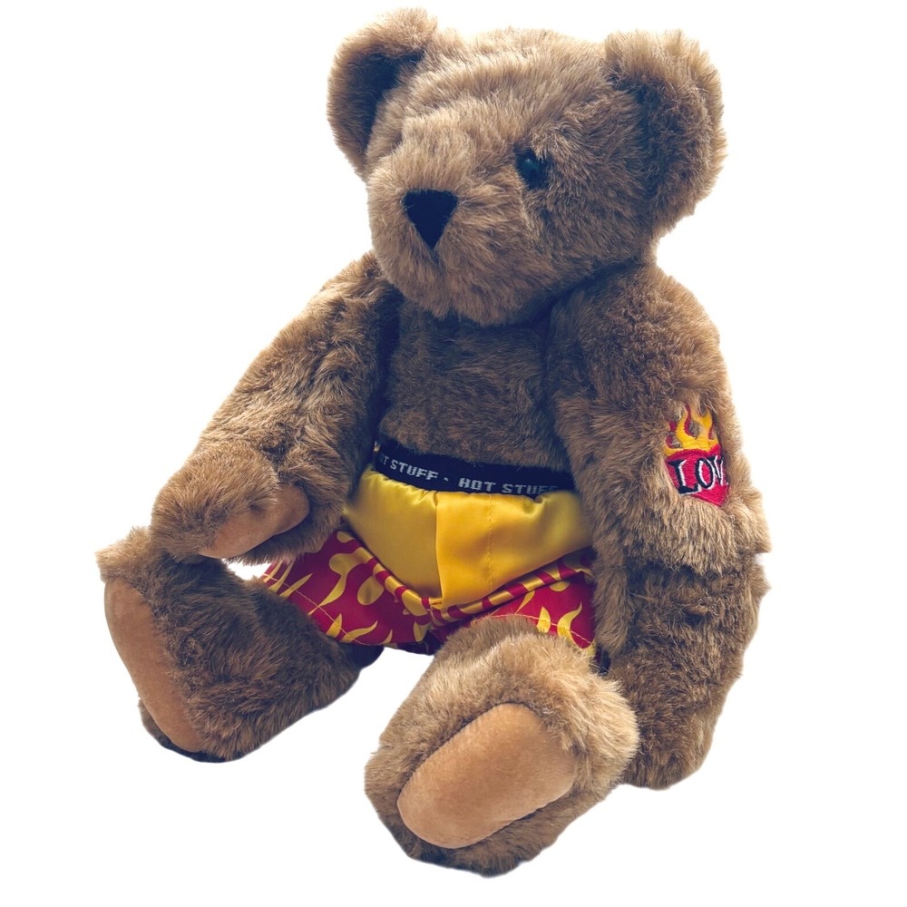 Vermont Teddy Bear Hot Stuff 16" Plush Flame Boxer Shorts Love Heart